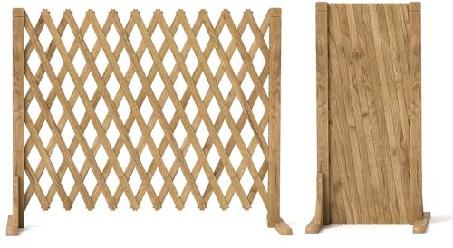 Nisorpa Ausziehbarer Zaun aus Massivholz, freistehend, 2 Stück, ausziehbarer Spalierzaun, Länge 34–160 cm, einziehbarer Zaun für den Innenbereich, für Haustiere, Hunde, erweiterbare Gartenzäune,