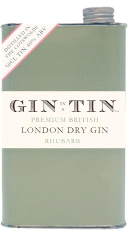 Gin In A Tin - Rhubarb, Cinnamon & Ginger London Dry Gin - Distilled in Small Batches - Produced in the UK - Natural Botanicals - Sustainable Packaging - ABV 40% - 50cl Tin of Gin. | Crafted in small batches in the UK, this gin is smooth, refreshing and full of character.
