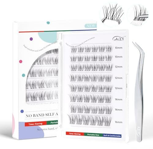 GAQQI Self Adhesive Eyelashes Clusters, No Glue Lash Clusters 10-16mm Wispy & Natural Cluster Lashes, No Band Press On Lashes, More Comfortable & Stronger Hold (Lace)