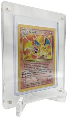 TCG Cases Selbstaufbau Acryl Case Made in Germany Toploader magnetisch inklusive Acryl Ständer Aufsteller Rahmen passend für Pokemon, Lorcana, One Piece UVM