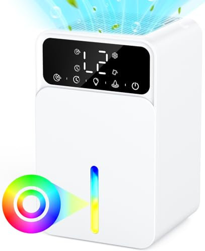 Dehumidifier for Bedroom, 1500ML Small Dehumidifiers for Home Bathroom with Automatic Defrost, 12H Timer Auto Shut off, 7 Colorful Lights, Energy Saving Mini Electric Dehumidifier for Drying Clothes