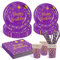 Lot de 125 assiettes Violet et doré en carton décoration d'anniversaire pour 25 invités les Fêtes, Mariages, Fêtes de Remise des Diplômes, Assiettes de Fête
