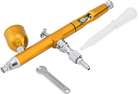 VIFERR Airbrush 0.3mm Dual-Action Schwerkraft Feed Airbrush Tragbare Spritzpistole für Makeup Nagel Kunst Farbe Tattoo Tool (Gold)