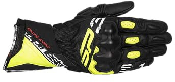 Alpinestars SP-3 Black Yellow Fluo White Leder Motorrad Handschuhe, L