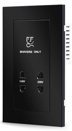 CNBINGO Shaver Socket Bathroom Dual Voltage Shaver Plug Socket Electric Toothbrush Charger Sockets Matt Black