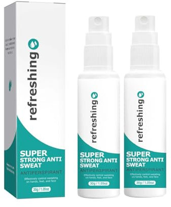 Spray anti-transpirant, déodorant anti-transpiration pour l'hyperhidrose, pour les mains, les pieds et la tête, arrête la transpiration aux zones à problèmes, couche de pulvérisation invisible, pas de