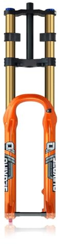 DH Mountainbike Luftfedergabel 27.5/29 Downhill MTB Doppelschulter Gabel BOOST Steckachse 15x110mm Fahrrad Vorderradgabel Federweg 180mm Zugstufeneinstellung Gerader/Konischer(Orange Straight,27.5'')