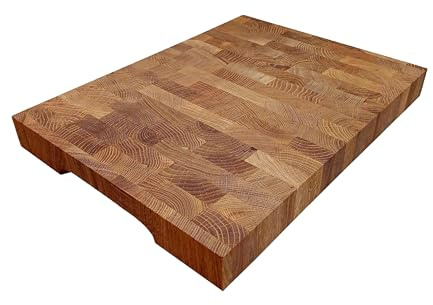 Wooden World – Solido blocco da taglio in legno di faggio 40×30 cm – Tagliere da cucina con manico, tagliere da macellaio professionale per carne, verdure e pane