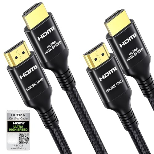 Etseinri Cavo HDMI 2.1 10K 8K da 2M Certificato Ultra High Speed 2 Pezzi