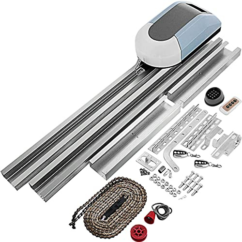 Sliding Gate Motor, 1000N Automatic Garage Door Opener Electric Operator Automatic Gate Openers Sliding Gates Kit with 3 Rails 2 Remotes