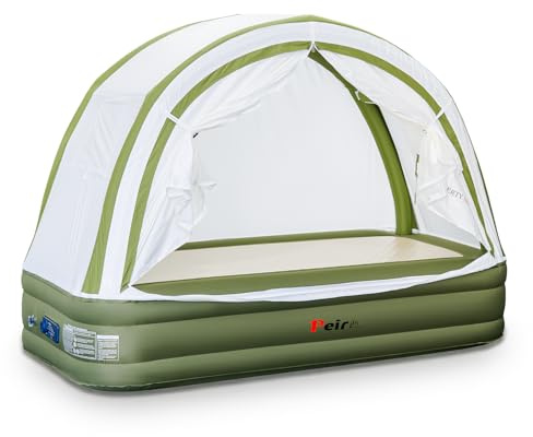 Peirhw Air Mattress with Built-in 2500mAh Battery Pump, Single Plus Inflatable Bed Tent, Quick Self-Inflating in 3Min Easy Blow Up Tents for Camping, Home Guest (220 * 90cm)