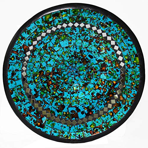 Simandra Mosaikschale Tonschale Glasschale Dekoschale Mosaik Kunsthandwerk Glassteine Deko rund Spiegel XL Color Blau