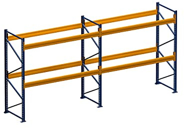 Palettenregal 4.80 m x 2.50 m (LxH) | 2 Felder Fachlast 2050 kg für bis zu 15 Europaletten | Schwerlastregal Lagerregal Regal