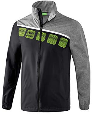 Erima Kinder 5-C Allwetterjacke, schwarz/grau melange/weiß, 128