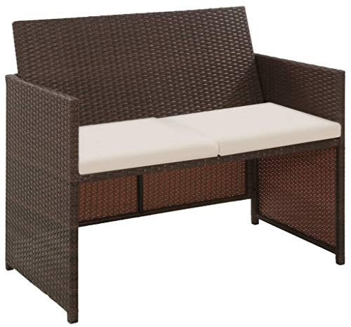 Festnight 2-Sitzer-Sofa | Garten Lounge Sofa | Rattan-Lounge | Poly Rattan Gartensofa | Outdoor Lounge Sessel | Rattan Gartenmöbel | Braun Poly Rattan 100x56x85 cm