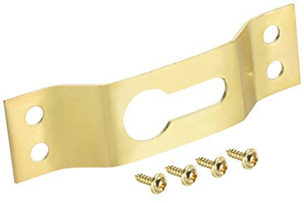 sourcing map Keyhole Hanging Plate, 66mm x 19mm Single Hole Hook for Picture Frames with Screws, 20 Pcs (Golden)