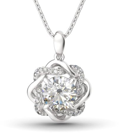 Jeulia Damen Silber-1 925 Sterling Silber Knoten der Liebe Halskette mit Blume Anhänger Schmuck Geschenk für Damen mit Geschenkbox und Karte