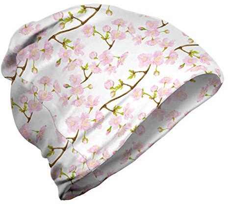 ABAKUHAUS Pflanze Aquarell Unisex Beanie, japanische Blüten, Wandern im Freien, Baby-Rosa-Kitz