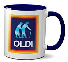 Oldi Mug- Birthdays Christmas Funny Gift Presents Celebration Novelty Old Large Heavy Duty Handle Dino Coated Dishwasher/Microwave Safe Sublimation Ceramic (Colbalt Blue Prime)