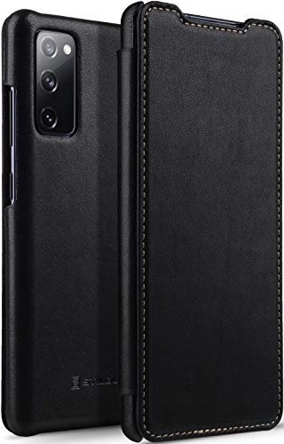 STILGUT Book Case kompatibel mit Samsung Galaxy S20 FE Hülle aus Leder zum Klappen, Klapphülle, Handyhülle, Lederhülle - Schwarz Nappa