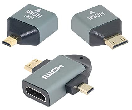 xiwai 3pcs / Set Micro & Mini HDMI vers HDMI Compatible 1.4 Adaptateur Combo Femelle 2-en-1 4K @ 60hz