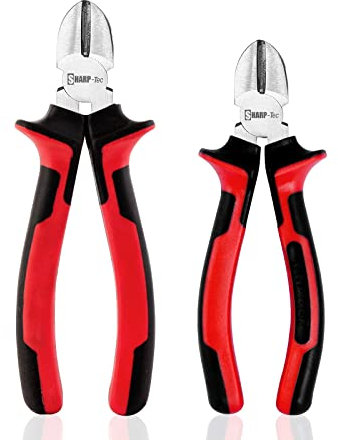 Sharp-Tec Wire Cutters Pliers Set, 2-Piece Diagonal Cutting Pliers with Anti-Slip Handle, Professional Side Cutters Nippers 160mm & 200mm