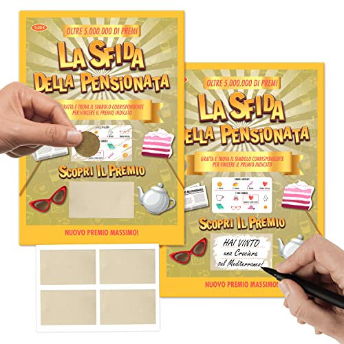 KAÏDENSÏ Gratta e Vinci Personalizzato Scherzo - La Sfida della Pensionata - Idea Regalo Pensione Donna Originale - Idee Regali Divertenti per Pensionati - Scherzi Originali Gadget Divertente