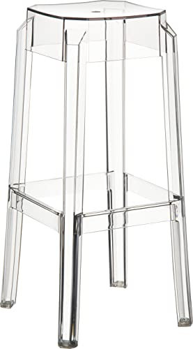 TPFLiving Barhocker Faxi mit Fußstütze - Garten Barstuhl Kunststoff - stapelbar - Kunststoff Transparent