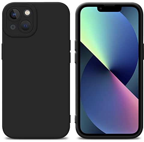 Cadorabo Hülle kompatibel mit Apple iPhone 13 Schutzhülle TPU Silikon Case Liquid Design mit Kameraschutz Slim Kratzfest Weiche Gummi mit Rundumschutz Case Hülle für iPhone 13 in Schwarz
