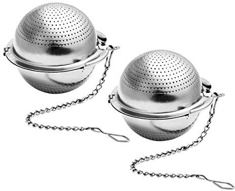 YSTrillion 2 Stück Teefilter aus Edelstahl 304,Teesieb für Losen Tee, Teekugel mit Kette zum Aufhängen an Teekannen,Tassen,Gewürzen teeei