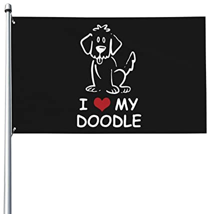 Garten Flagge 90x150cm, Ich Liebe Mein Goldendoodle Militärische Flagge Verblassen Beständig Flagge Mit Ösen Dekoration Willkommensflagge, Für Drinnen Und Draußen, Feiertage