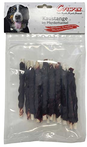 Corwex Kaustange (200g, Pferd) mit Fleisch ummantelt, Getreidefreie, Premium Kausnack für Sensible Hunde