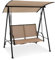 RELAX4LIFE Outdoor Canopy Swing Chair, 2 Seater Garden Swing Bench with Adjustable Canopy, Heavy Duty Patio Swing Seat Lounger for Balcony Poolside Porch, 272KG Capacity (Dark Brown)