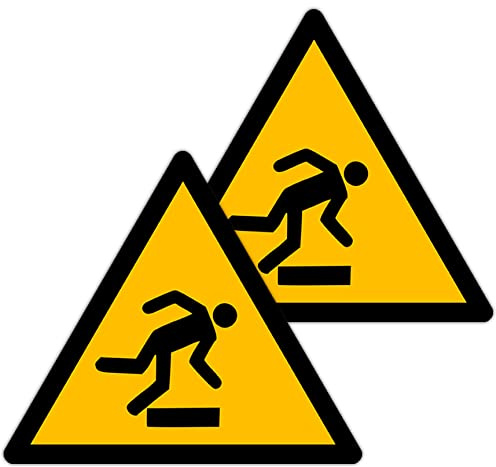 Becral - Autocollant Panneau Signalisation Obstacle au Niveau du Plancher/Triangle W007 Homologué, ASR A1.3, DIN EN ISO 7010 Polyester Jaune Noir (150 mm - 2 pièces)