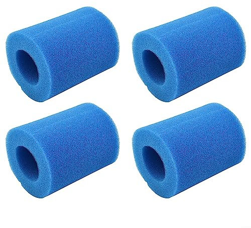 DAZZLEEX Lot de 4 filtres de piscine réutilisables et lavables en mousse pour bain à remous Type II (bleu) 58094, cartouche en mousse de rechange