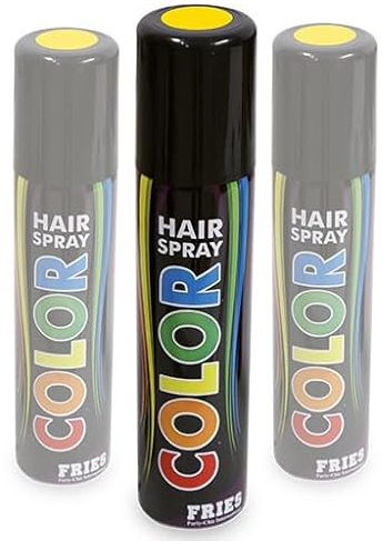 3x gelbes Haarspray im Sparpack! 3 Dosen zu je 100ml. Colorspray gelb für Karneval, Fasching, Halloween und Party