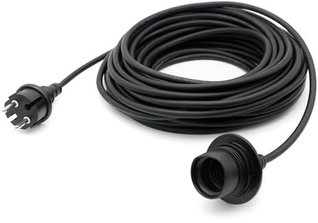 FIRMERST Portalampada impermeabile E27 con cavo esterno 10 m nero