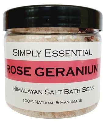 Simply Essential Rose Geranium Himalayan Bath Salts with Added Rose Petals 225g