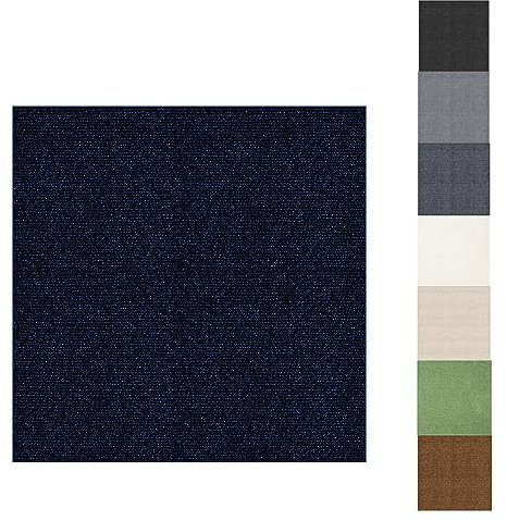 Self Adhesive Carpet Tile,11Pcs 30 * 30cm Easy to Peel and Stick Carpet Floor Tile,Flooring Rugs Floor Tile Hardwearing Anti-Slip Floor Covering, Bitumen Backed-1m² (Blue)