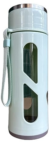 GMM Botella de cristal, botella de cristal de 500 ml, jarra de cristal con tapón de rosca. (Verde Tiffany)