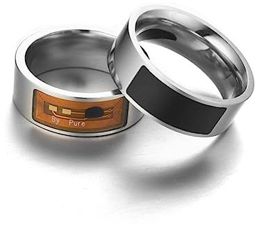 UKCOCO Ringe Für Ästhetisch Finger Digitalen Tragen Tag- Ringe Für Jungs Fingerring Edelstahlringe Für Herrenringe Smart-Tag NFC- Tragbar Digitaler Mann
