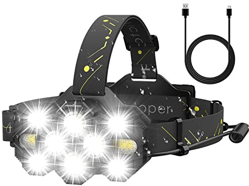 Victoper Rechargeable Head Torch –Upgraded Super Bright 22000 Lumen 10 LED 10 Modes Head Torches LED Rechargeable Headlight IPX4 Headlamp Hands-Free Flashlight for Camping Fishing