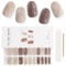 EBANKU 20PCS Gel Nail Stickers, Brown Marble Gel Nail Strips Long Lasting Gel Strips for Nails UV Gel Nail Stickers with Nail File & Wooden Stick for Women Manicure