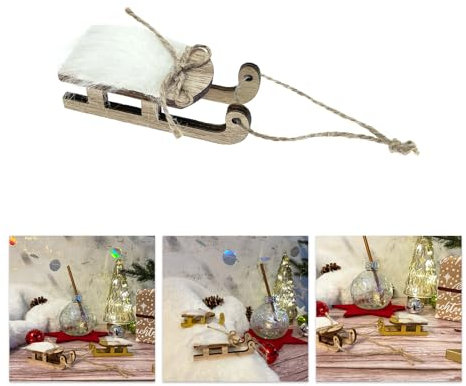 Oblique Unique® Deko Schlitten aus Echtholz als Tischdeko Dekoration für Weihnachten Kinder Basteln (Natur - 7 cm)