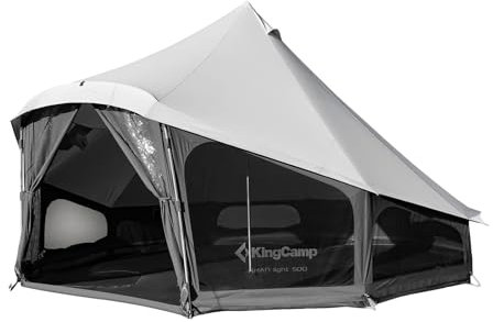 KingCamp Khan Light 6 Personen Glampingzelt, Baumwolle Camping Glockenzelt 4m Oversize Raum, Luxus Outdoor Pyramidenzelt für Familie Camping