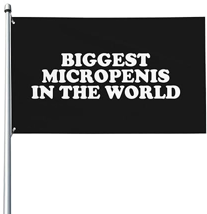 Hausflagge mit dem größten Mikropenis der Welt, 90 x 150 cm, einseitig außen, lebendige Farben, lichtbeständige Banner, Hof-Außendekoration