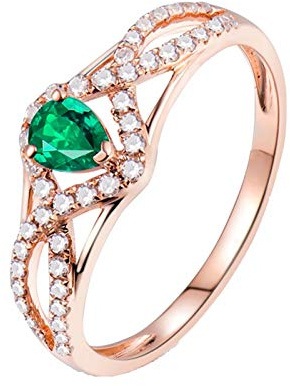 Beydodo Damen Ringe 750 Rotgold, Hochzeit Ring Frauen Unendlich mit 0.5ct Smaragd Eheringe Verlobungsringe Nickelfrei Gr.47 (15.0)-65 (20.7)
