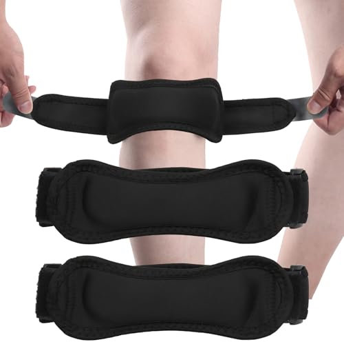 Scettar 2 Piezas Rodillera Adjustable, Cinta Rotuliana Rodilla Alivio del Dolor de Tendinitis, Rodilleras Menisco y Ligamento Correa Rotuliana para Correr Saltar Gym Estabilización de la Articulación
