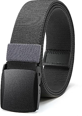 Bon4Extrao Straffes Elastischer Gürtel Herren für Arbeits, Stretchgürtel Herren 38mm für Wandern Reise Arbeitshose mit Leicht Taktische Metallfrei-Schnalle, Stufenlos Verstellbar, Grau