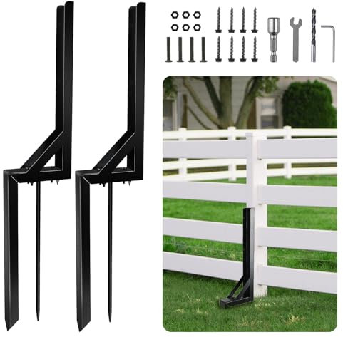 Orifesio 2 Pack Fence Post Repair Kit, Metal Fence Post Supports, Heavy Duty Steel Fixed Anchor, Fence Repair Stakes, Garden Ground Spike for Repairing Tilted Broken Wooden Fence